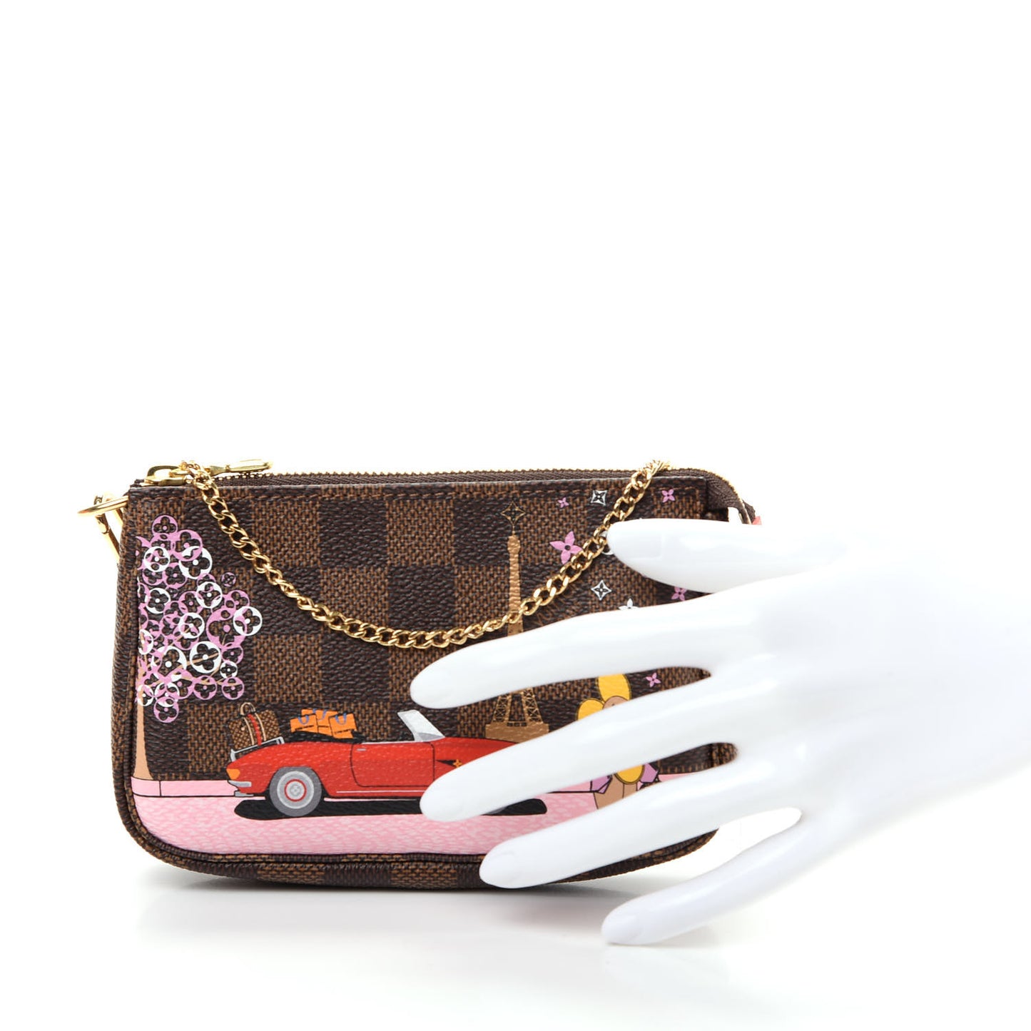 Damier Ebene 2019 Christmas Animation Mini Pochette Accessories Red