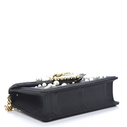 Dolce & Gabbana Moire Pearl Embellished Small Devotion Top Handle Bag Black 3 of 8