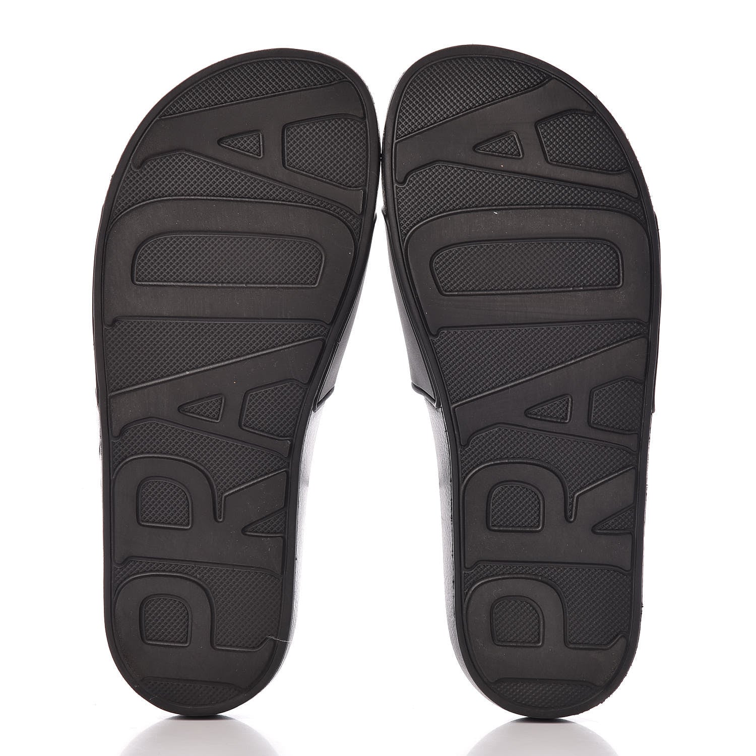 Prada Rubber Logo Pool Slide Sandals 37 Black Rosa 7 of 9
