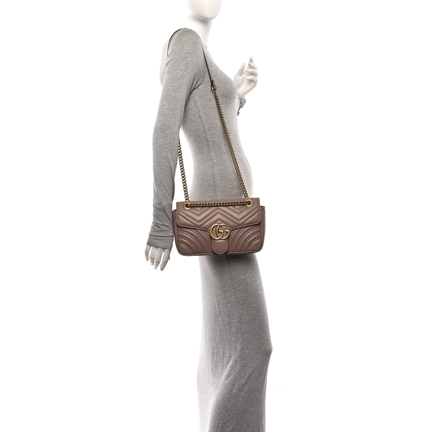 Gucci Calfskin Matelasse Small GG Marmont Shoulder Bag Porcelain Rose 2 of 10