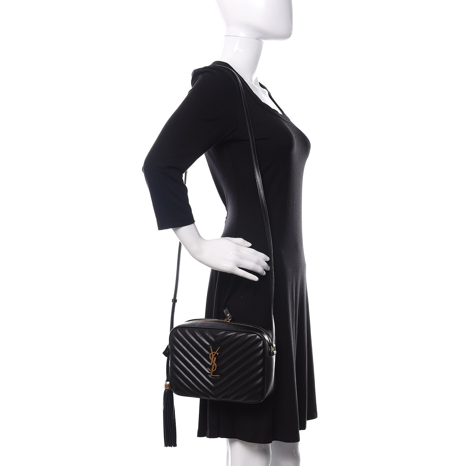 Saint Laurent Calfskin Matelasse Monogram Lou Camera Bag Black 2 of 9