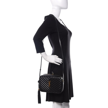 Saint Laurent Calfskin Matelasse Monogram Lou Camera Bag Black 2 of 9