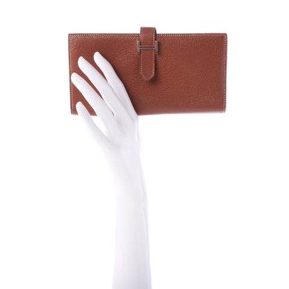 Hermes Chevre Mysore Bearn Gusset Wallet Noisette 2 of 7