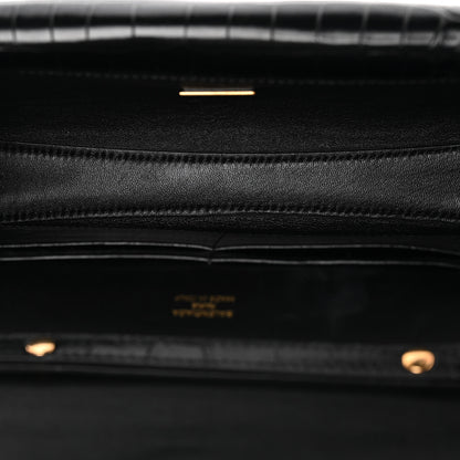Balenciaga Crocodile Embossed Small Bel Air Clutch On Strap Black 5 of 9