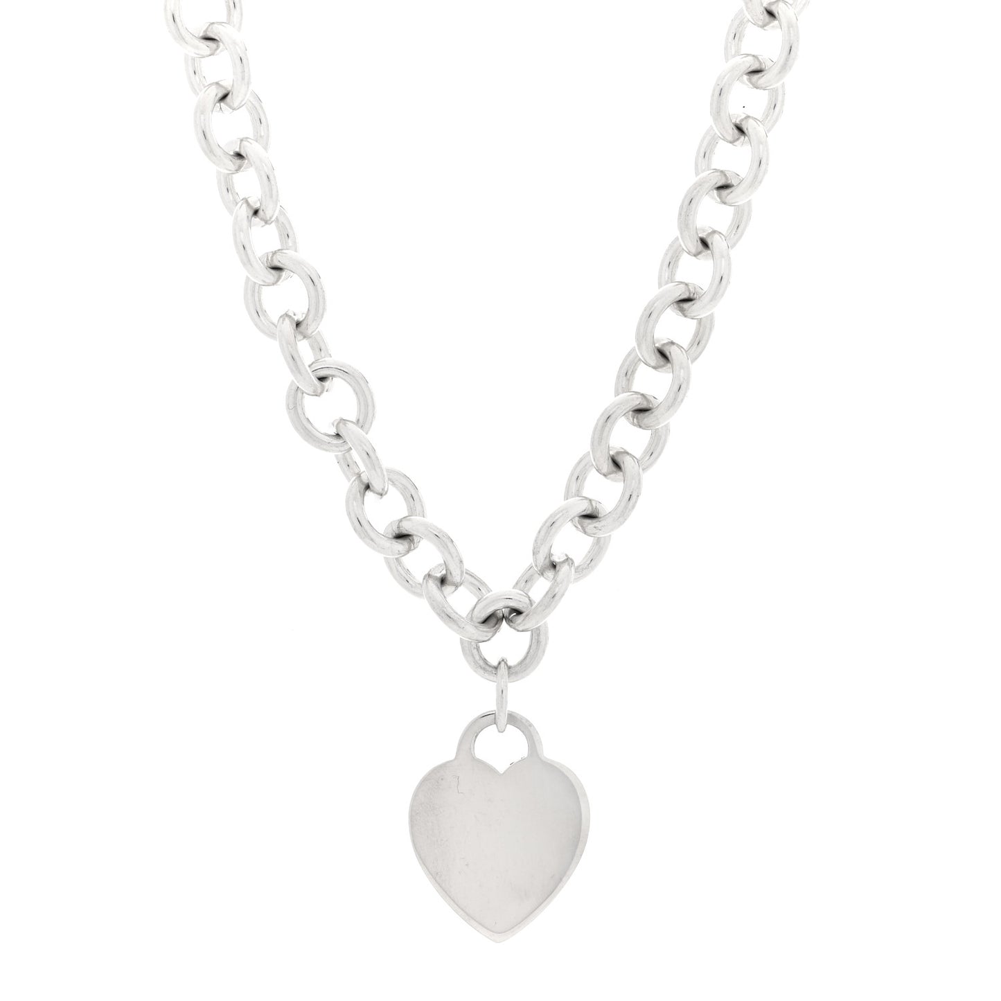 Sterling Silver Heart Tag Pendant Necklace
