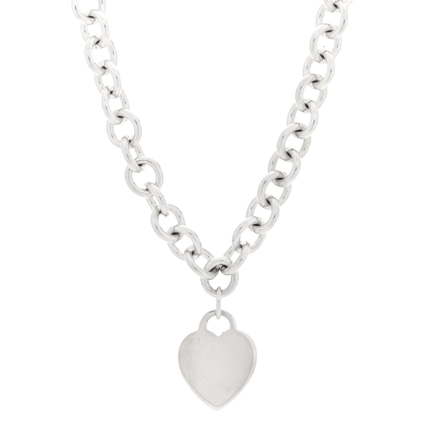 Tiffany Sterling Silver Heart Tag Pendant Necklace 1 of 5