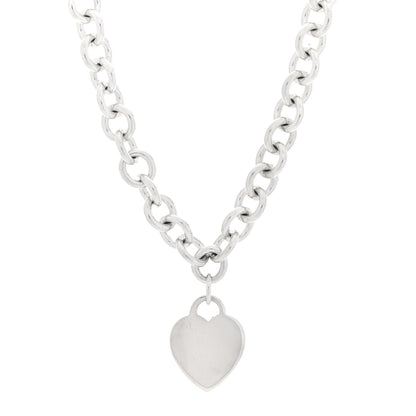 Tiffany Sterling Silver Heart Tag Pendant Necklace 1 of 5