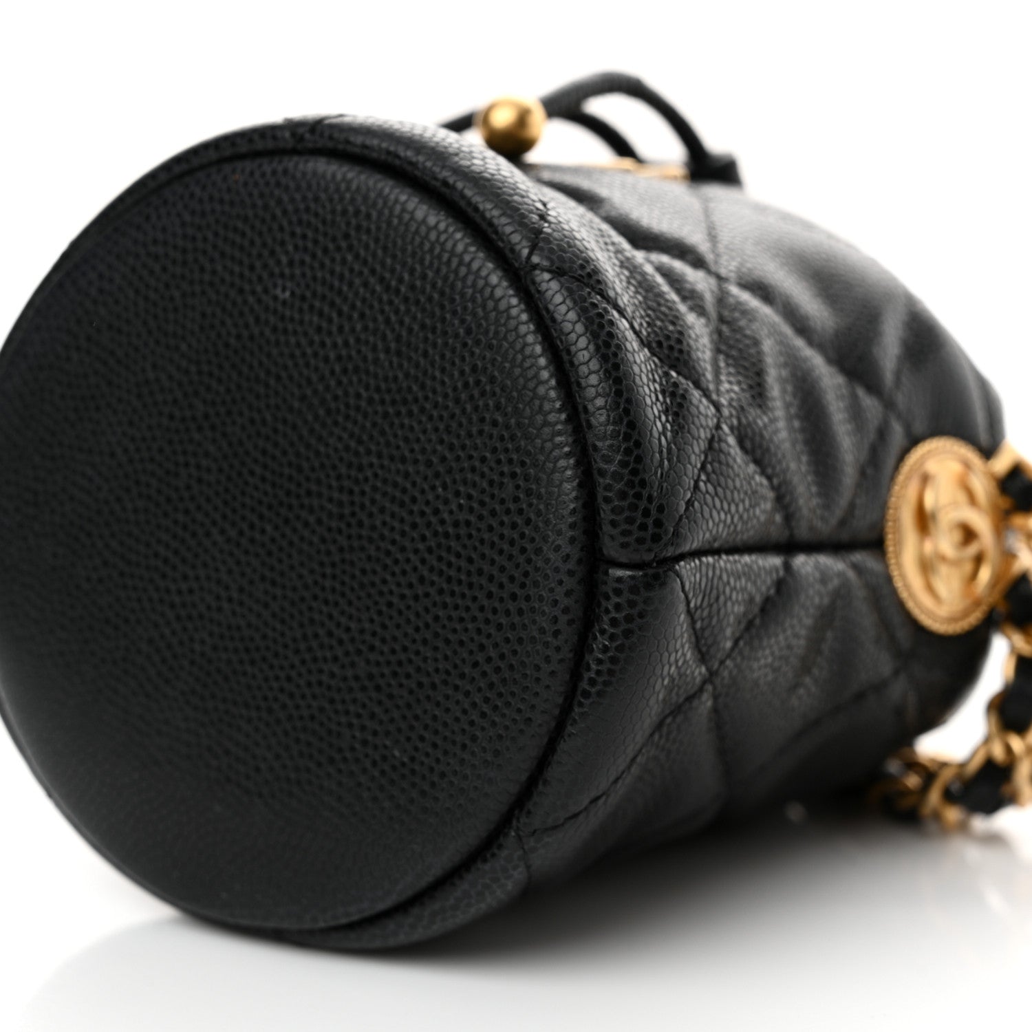 Chanel Caviar Quilted Twist Your Buttons Micro Bucket Bag Black 10 of 11