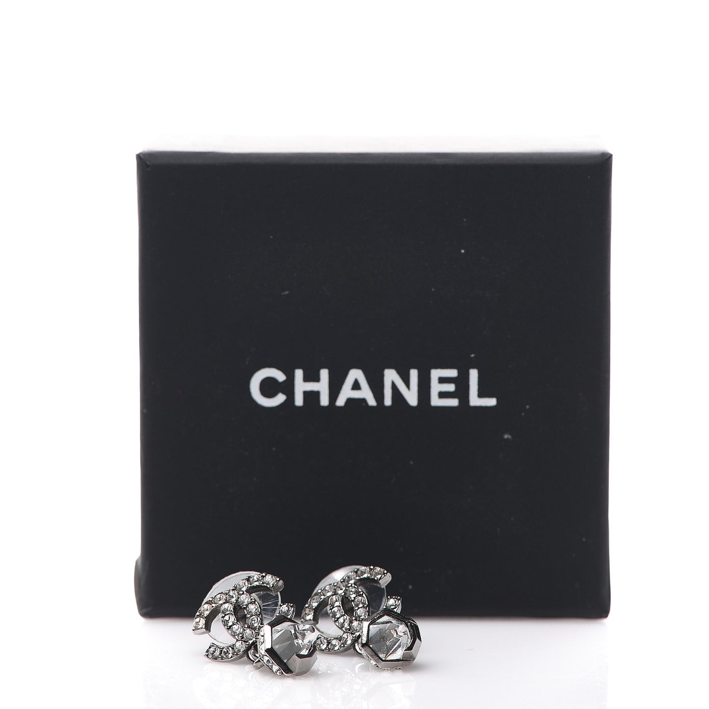 Ruthenium Crystal CC Drop Earrings Silver