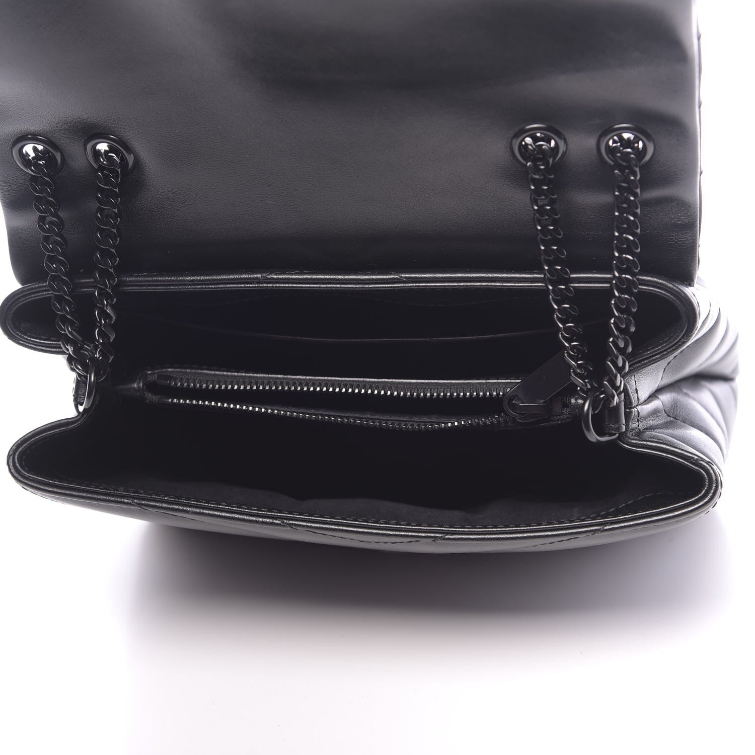 Saint Laurent Calfskin Y Quilted Monogram Small Loulou Chain Satchel Black 5 of 9