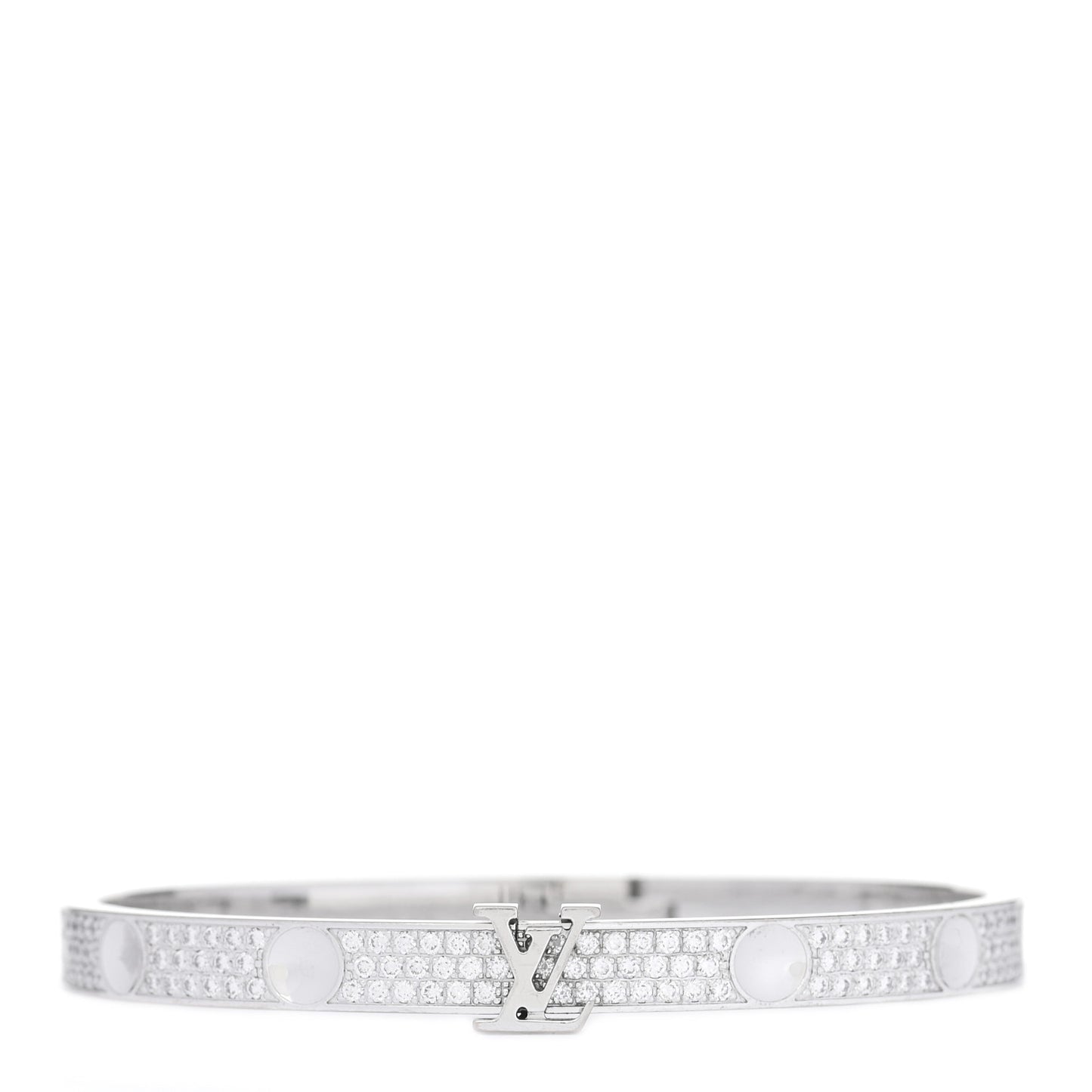 18K White Gold Diamond Empreinte Bangle Bracelet 15