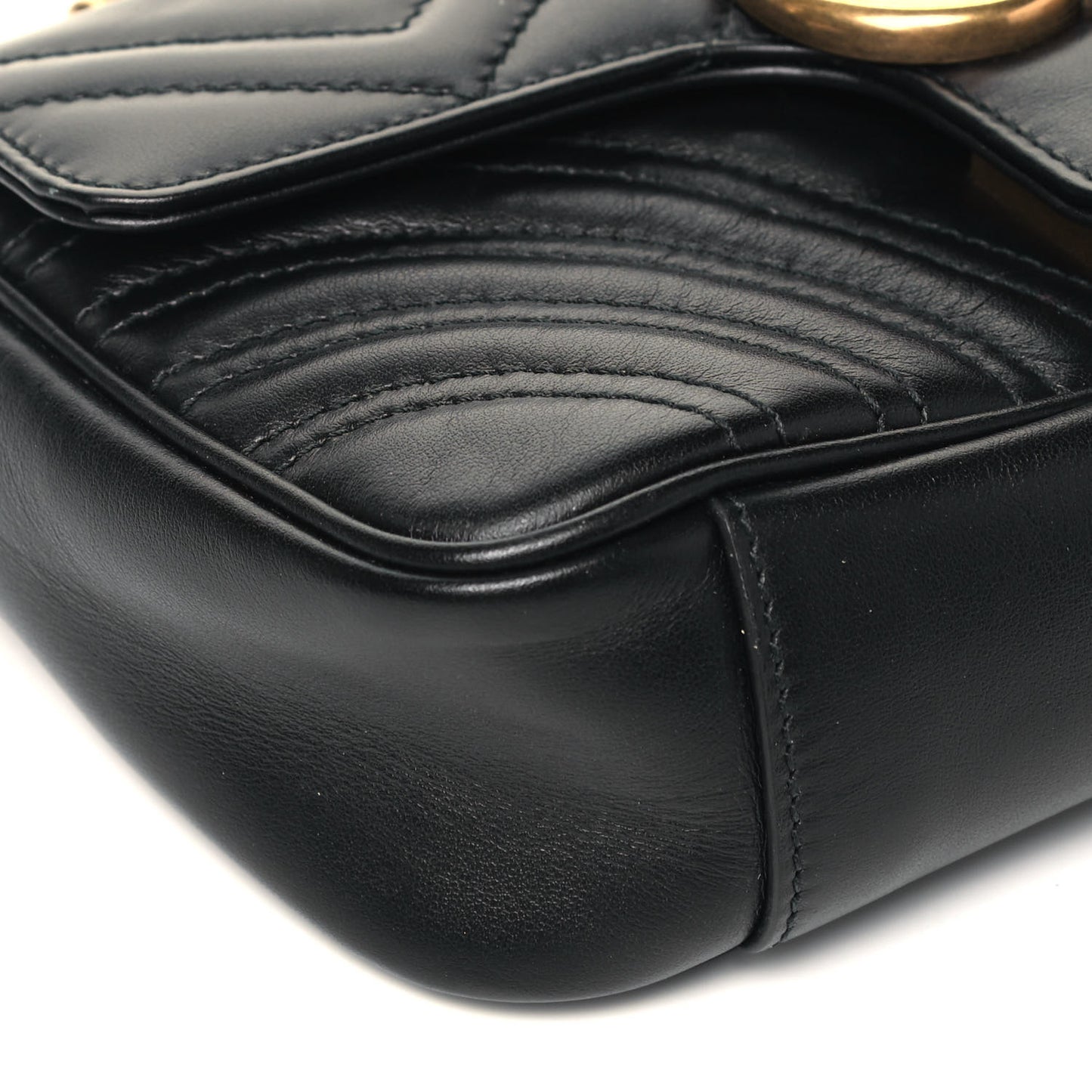 Calfskin Matelasse Mini GG Marmont Shoulder Bag Black