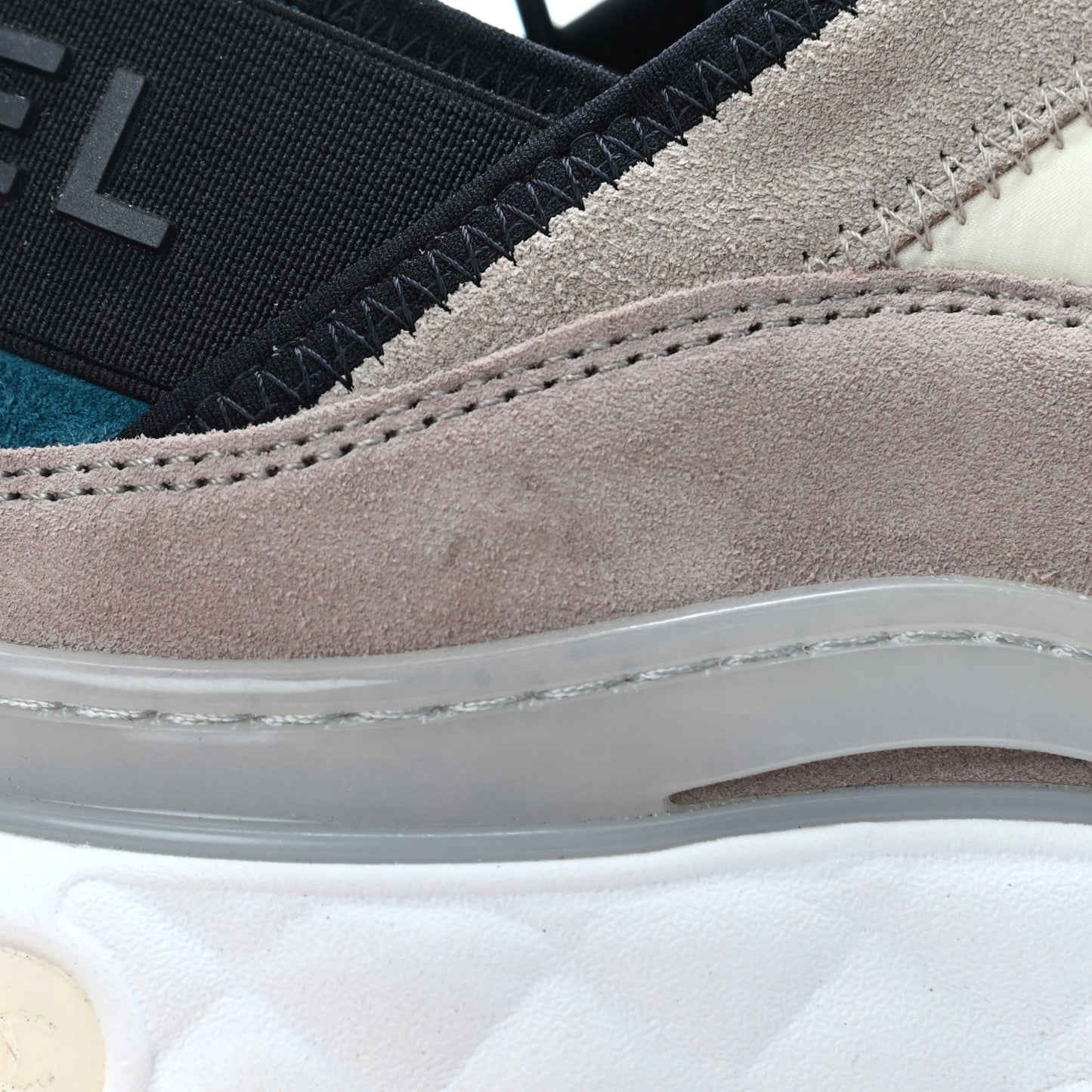 Suede Calfskin Nylon Grosgrain CC Sneakers 36.5 Beige Pink