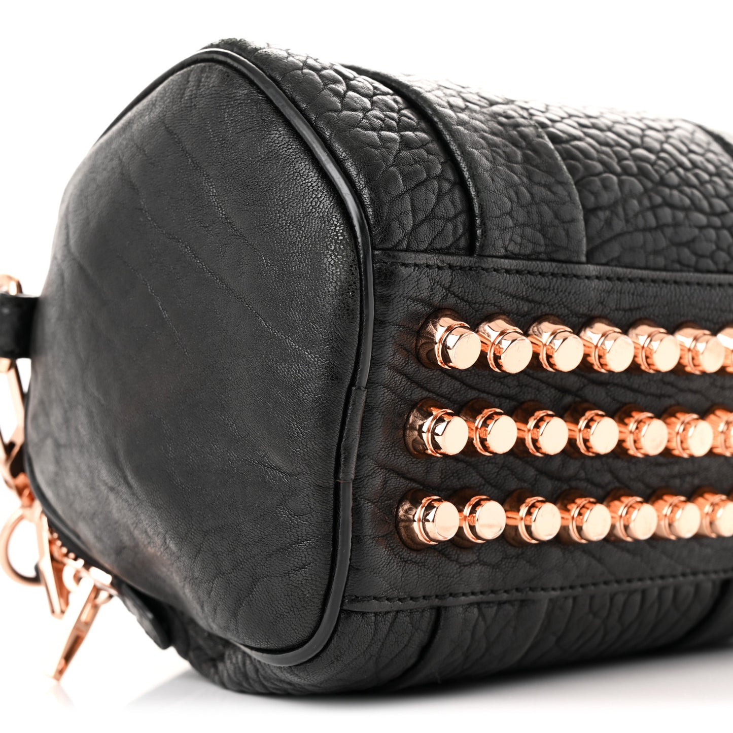 Pebbled Lambskin Mini Rockie Black Rose Gold Hardware