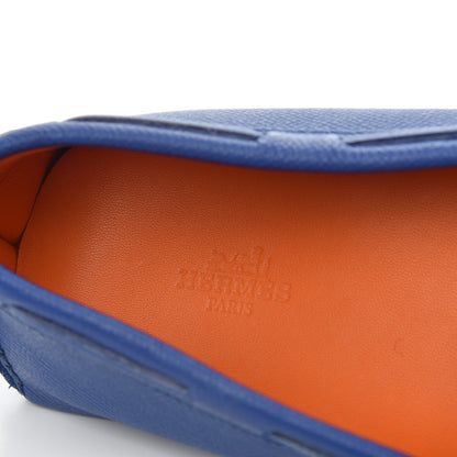 Hermes Epsom Mens Irving Driving Moccasin Loafers 43 Bleu Electrique 7 of 11
