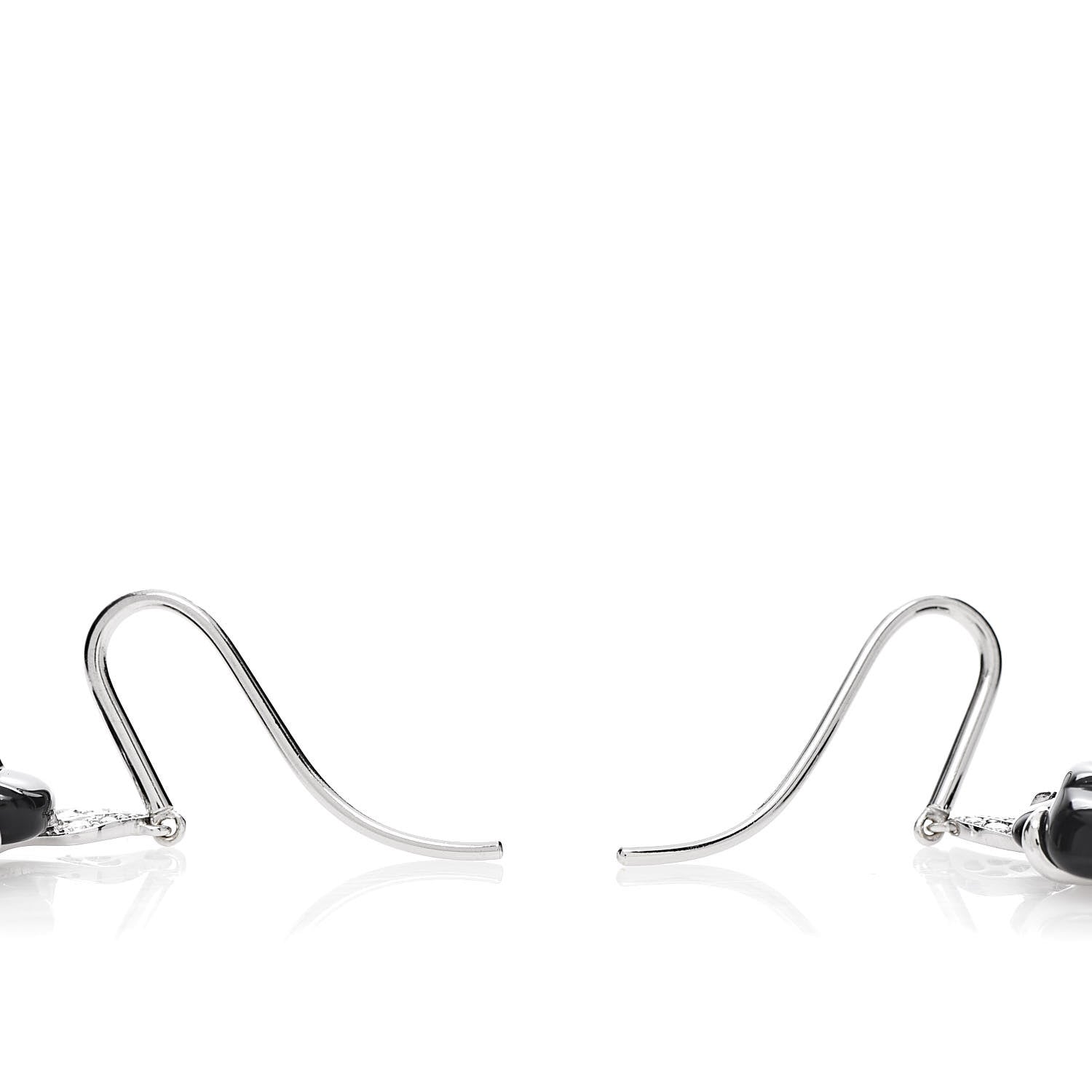 Chanel 18K White Gold Diamond Black Onyx Camelia Sculpte Drop Earrings 3 of 4