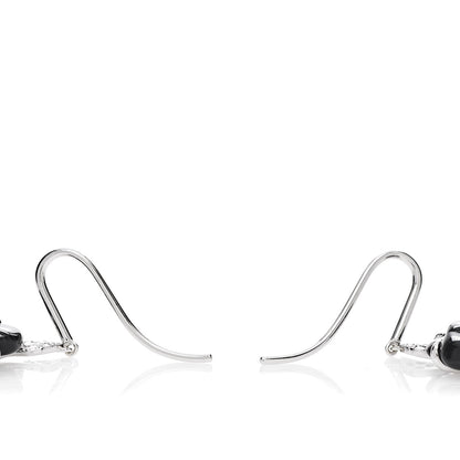 Chanel 18K White Gold Diamond Black Onyx Camelia Sculpte Drop Earrings 3 of 4