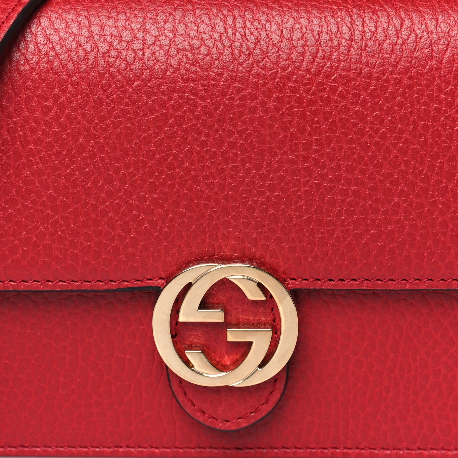 Gucci Dollar Calfskin Interlocking G Chain Wallet Red 7 of 9