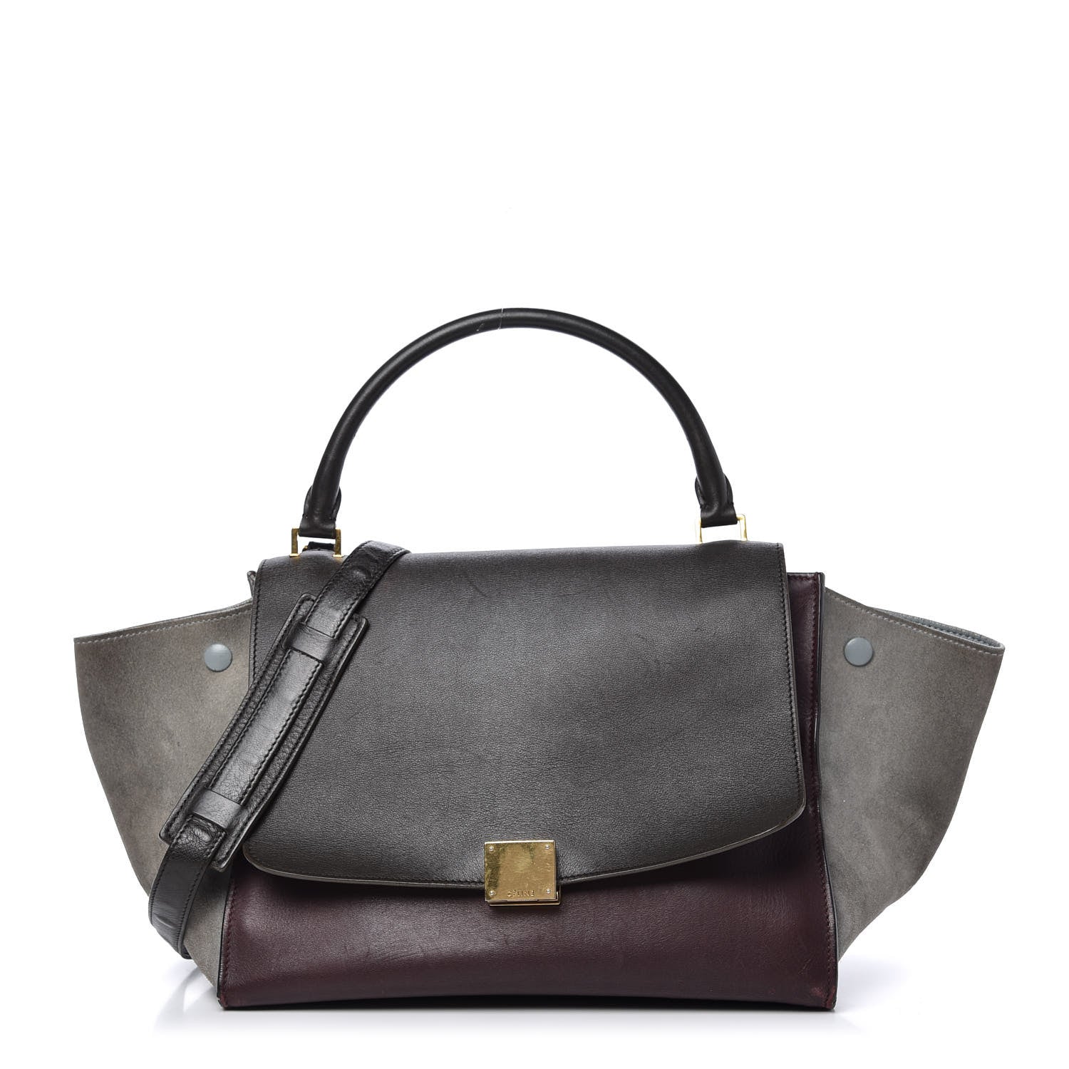 Celine Smooth Calfskin Suede Medium Tri-Color Trapeze Dark Grey 1 of 14