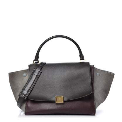 Celine Smooth Calfskin Suede Medium Tri-Color Trapeze Dark Grey 1 of 14