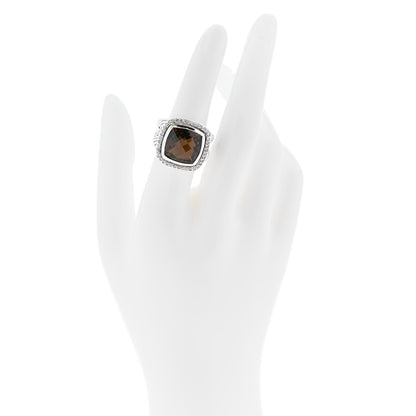 David Yurman Sterling Silver Diamond Smoky Quartz 14mm Albion Ring 51 5.75 2 of 5
