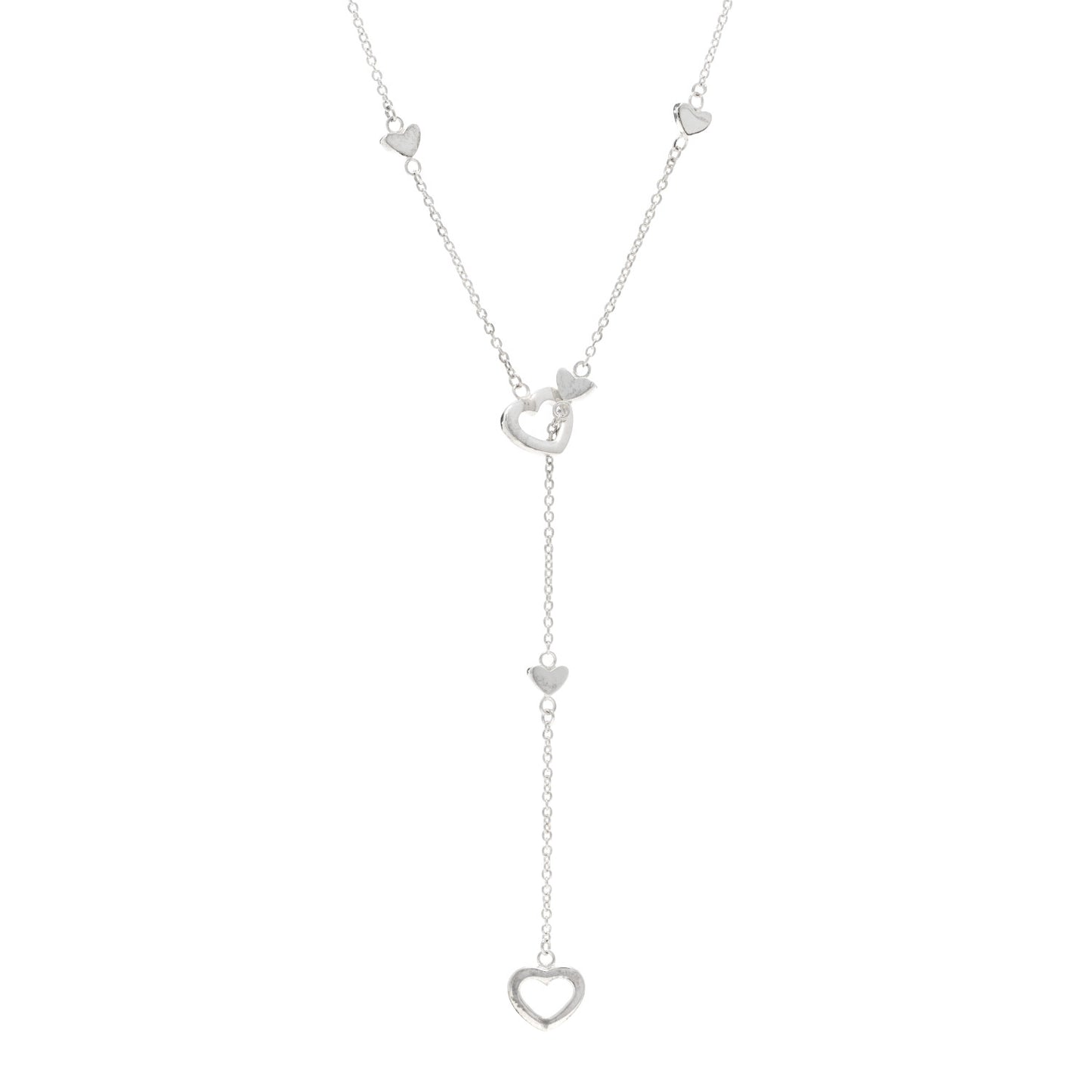 Sterling Silver Heart Lariat Necklace
