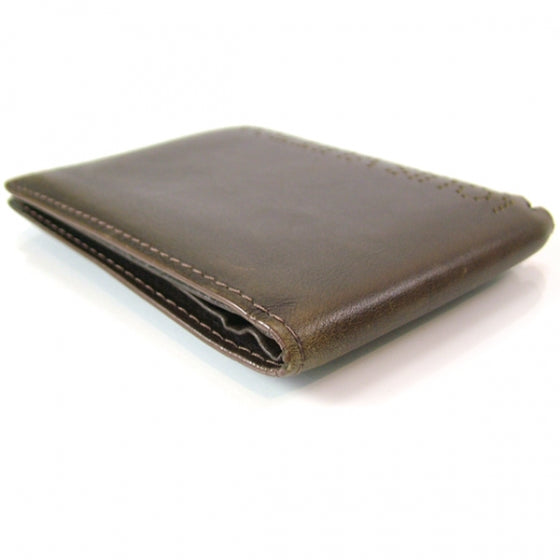 Leather Perforated Logo Mens Wallet Brown