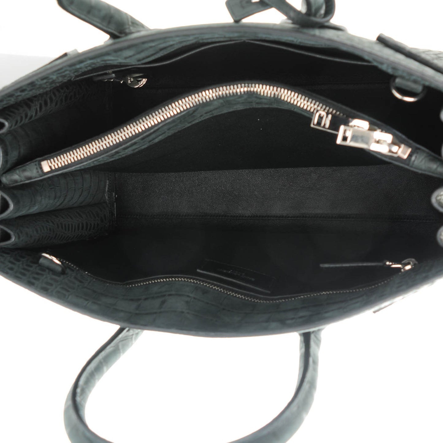 Crocodile Embossed Small Sac de Jour Dusty Black