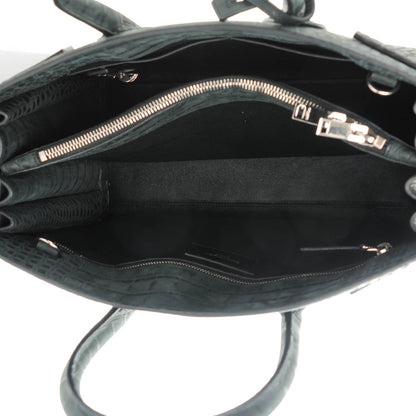 Saint Laurent Crocodile Embossed Small Sac de Jour Dusty Black 5 of 7