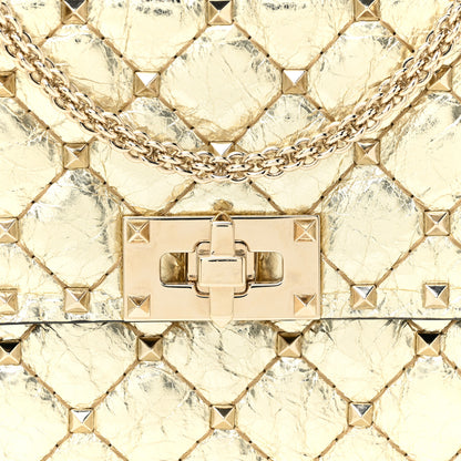 Valentino Garavani Metallic Wrinkled Lambskin Rockstud Spike Wallet on Chain Mekong 7 of 10