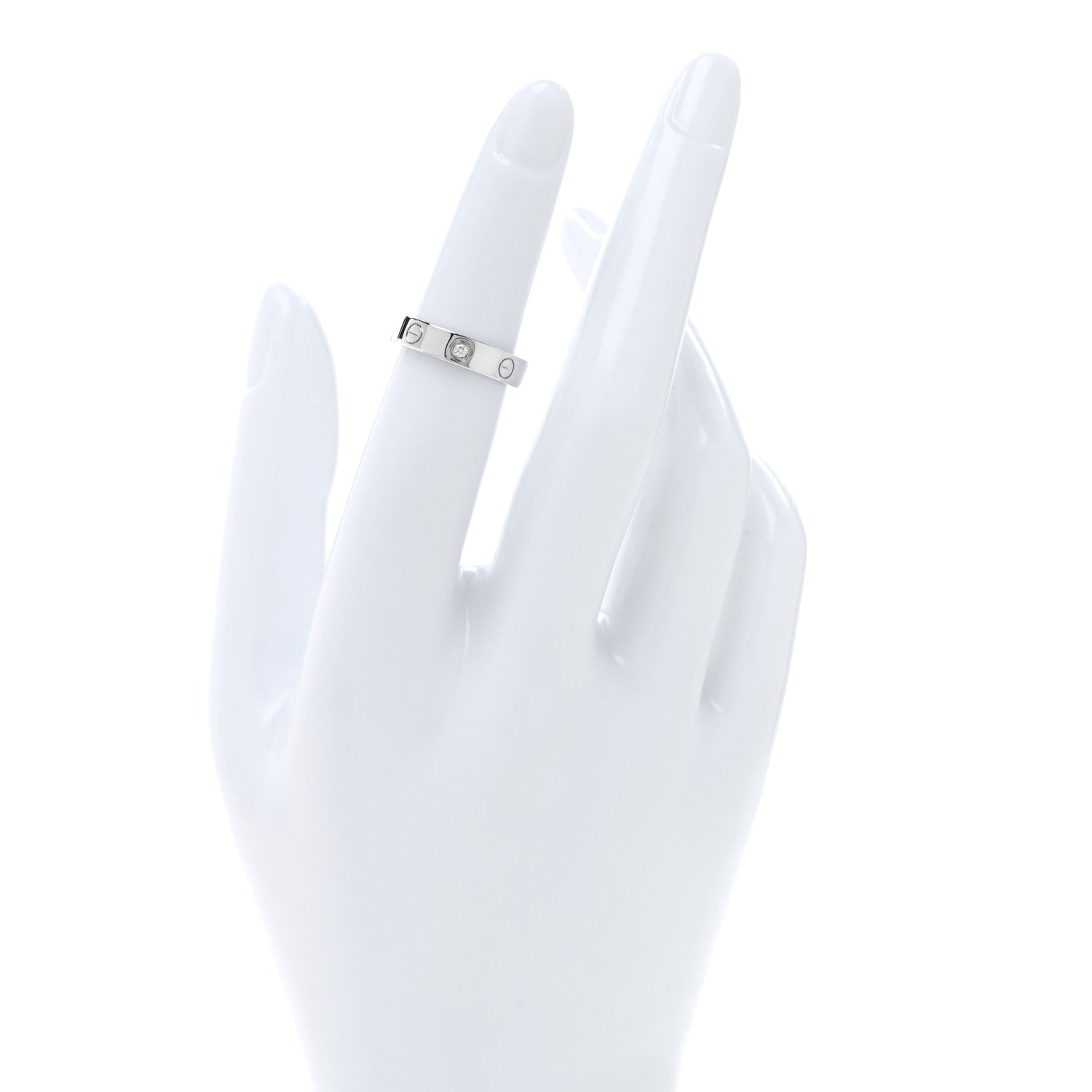Cartier 18K White Gold Diamond 4mm LOVE Wedding Band Ring 48 4.5 2 of 4