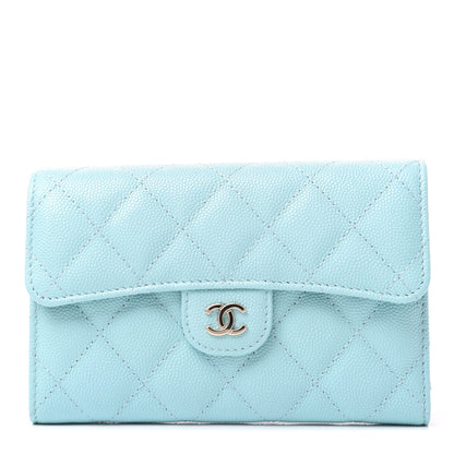 Chanel Caviar Quilted Medium Flap Wallet Light Blue 1 of 10