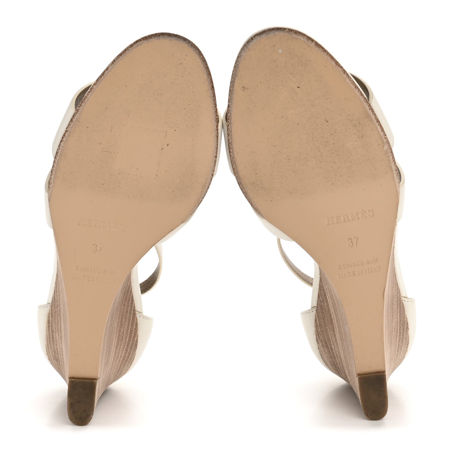 Calfskin Legend Wedge Sandals 37 White