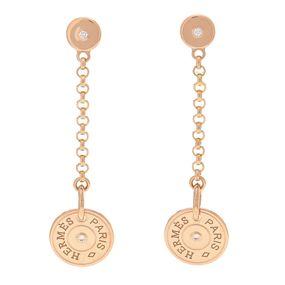 Hermes 18K Rose Gold Diamond Gambade Clou de Selle Earrings 1 of 5