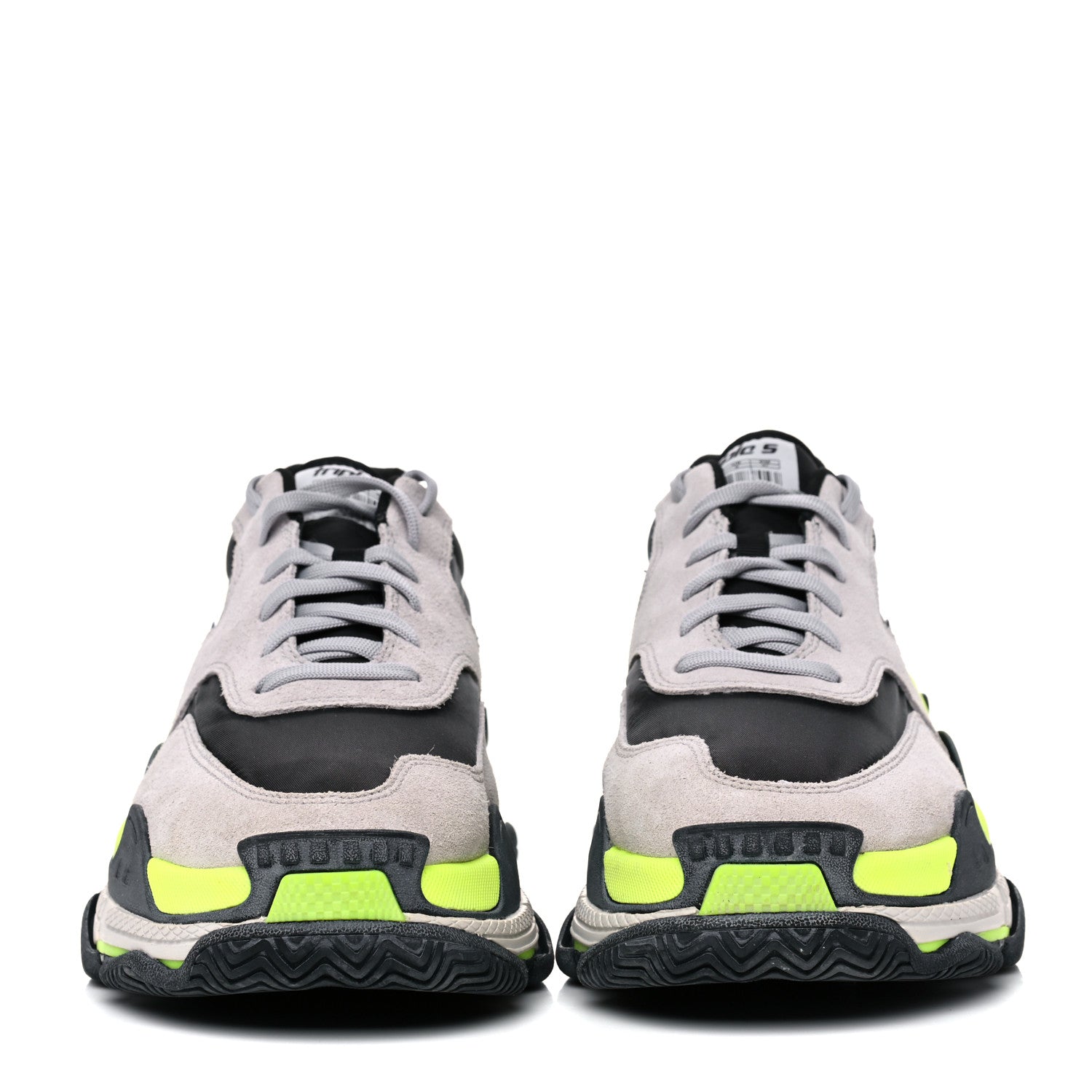 Balenciaga Nylon Suede Mens Triple S 2.0 Sneakers 41 Gris Black Jaune Fluo 2 of 10