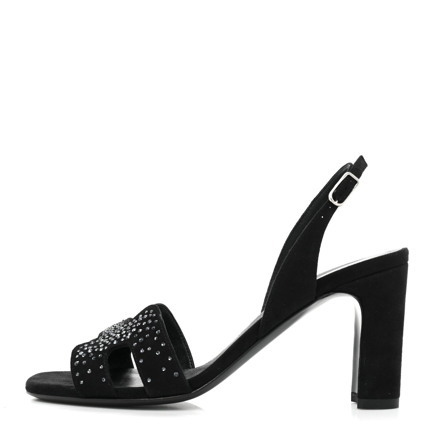 Hermes Suede Goatskin Crystal Eternite 80 Sandal 35.5 Black 1 of 8