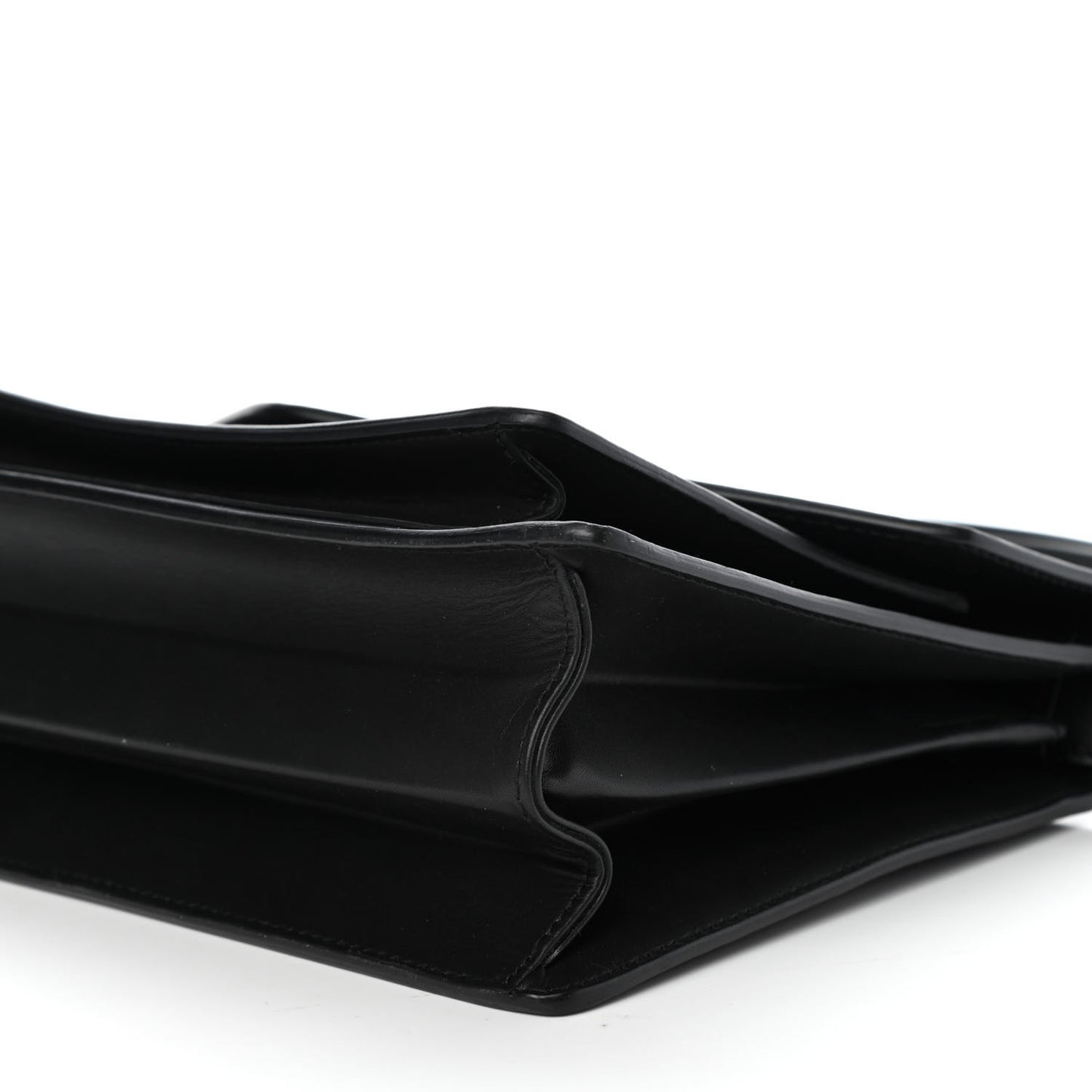 Calfskin Triangle Flap Shouder Bag Black