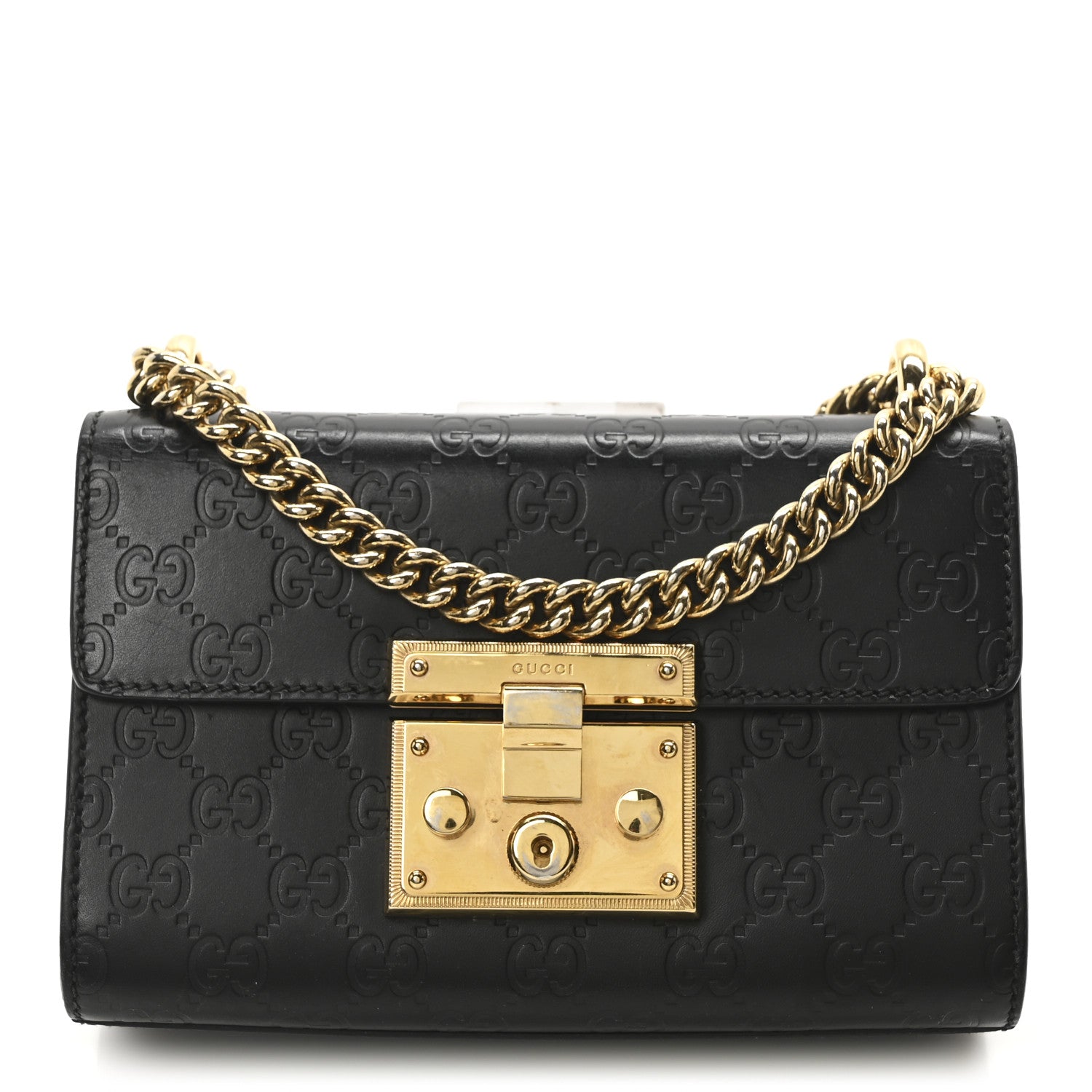 Gucci Guccissima Small Padlock Shoulder Bag Black 1 of 10