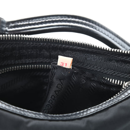 Prada Tessuto Nylon Calfskin Hobo Black 7 of 10
