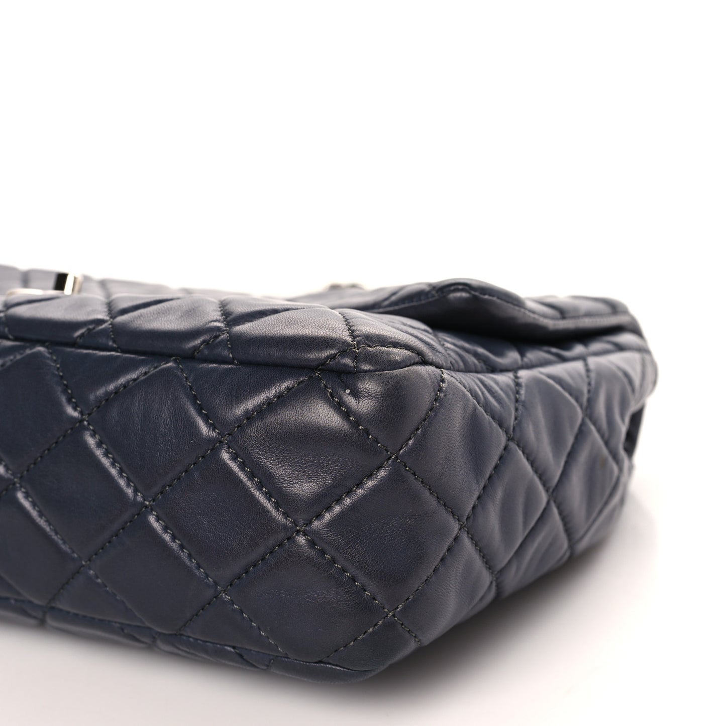 Lambskin Quilted Jumbo Single Flap Dark Grey