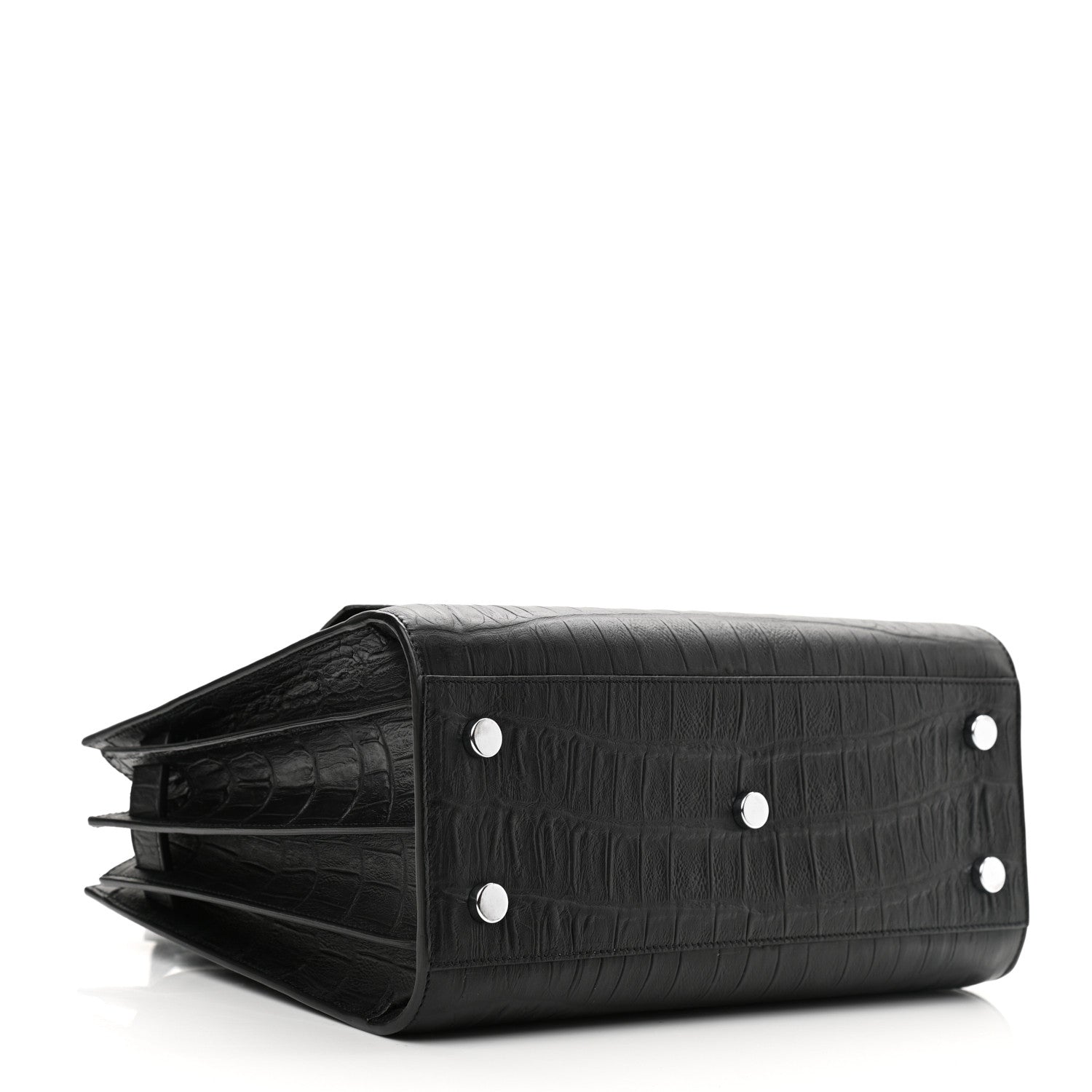 Saint Laurent Calfskin Crocodile Embossed Baby Sac De Jour Black 4 of 10