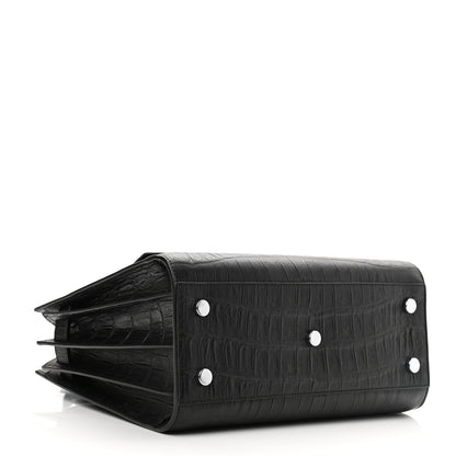 Saint Laurent Calfskin Crocodile Embossed Baby Sac De Jour Black 4 of 10