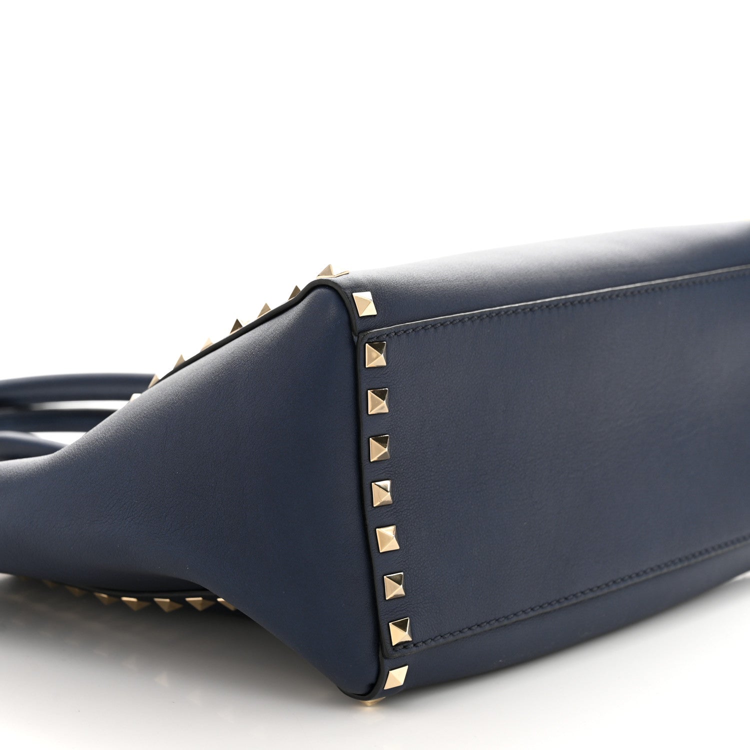 Valentino Garavani Vitello Rockstud Double Handle Tote Marine 9 of 10