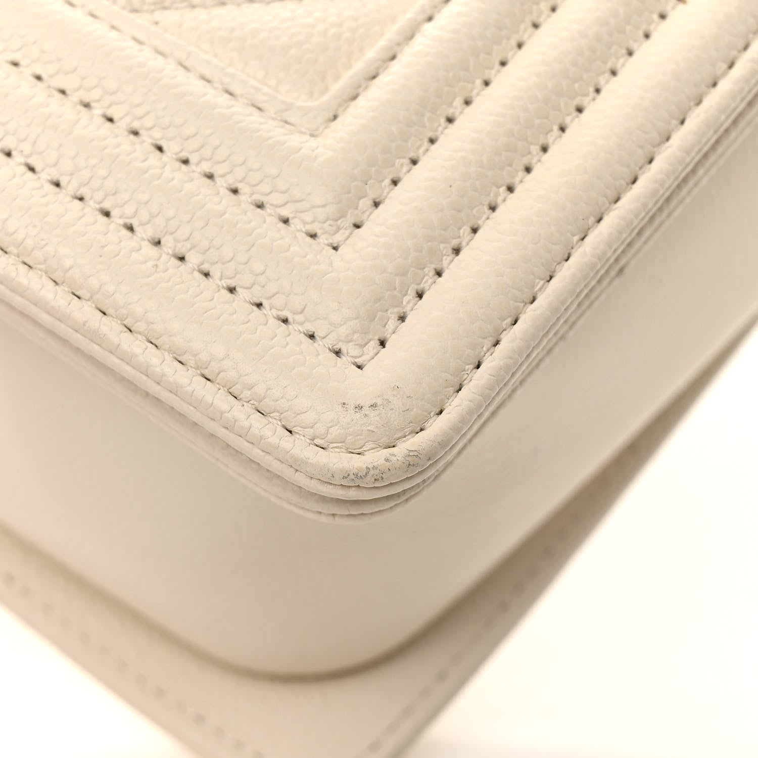 Chanel Caviar Chevron Quilted Medium Boy Flap White 13 of 17