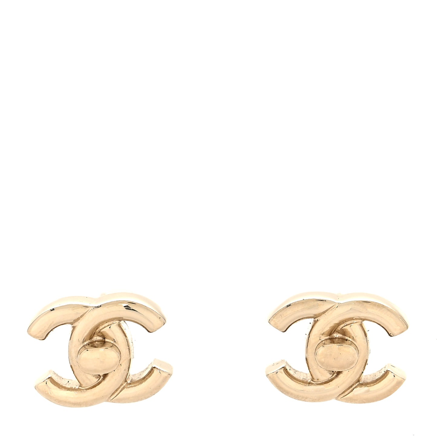 Metal CC Turnlock Earrings Gold