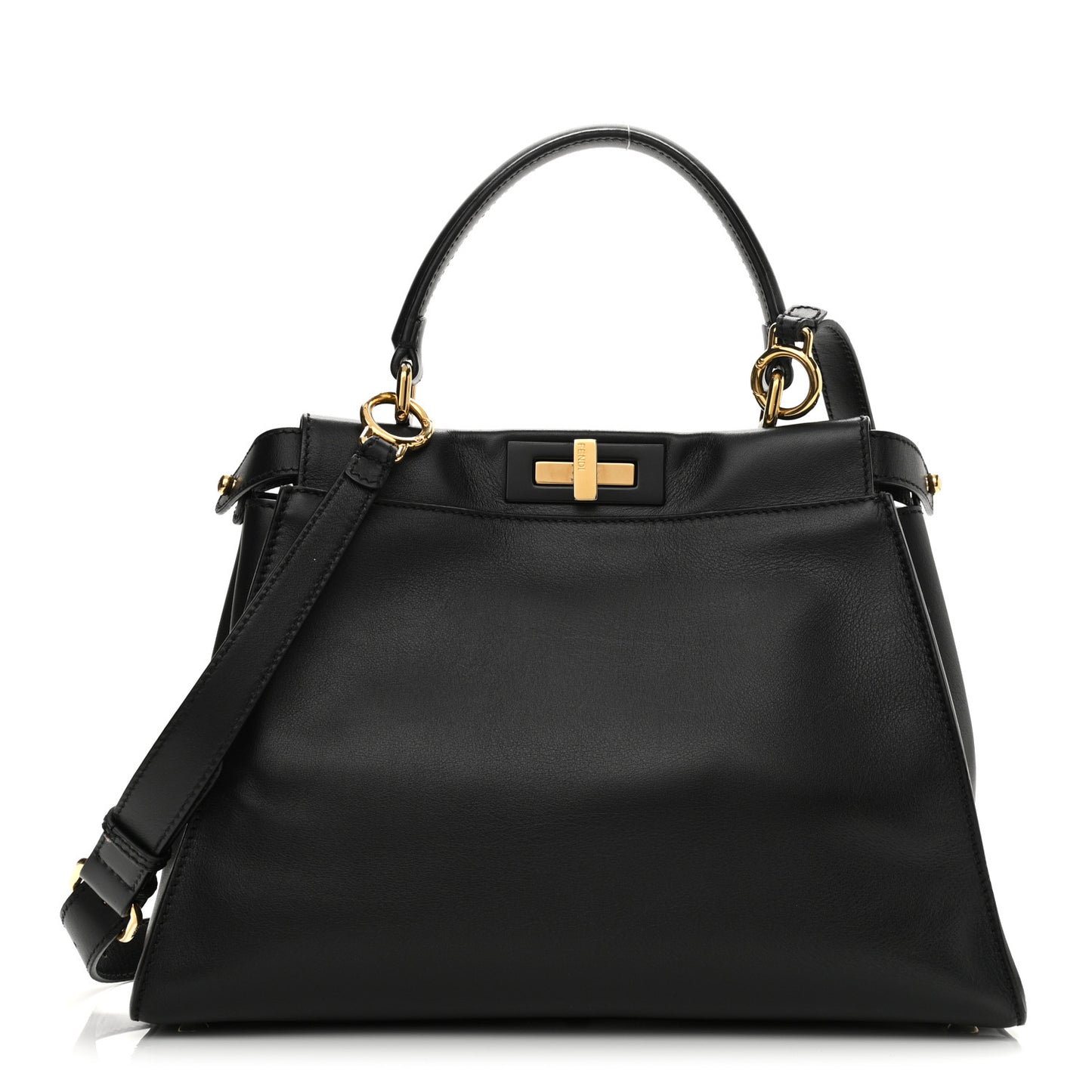 Vitello Seta Shiny Nappa Medium Peekaboo Iconic Satchel Black