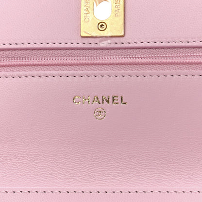 Chanel Lambskin Quilted Logo WOC Wallet On Chain Pink 6 of 17