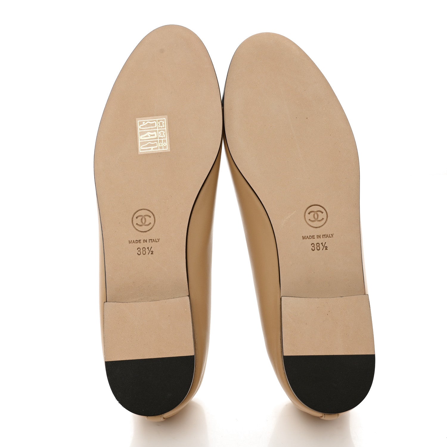 Chanel Lambskin Cap Toe CC Ballerina Flats 38.5 Beige Black 5 of 10