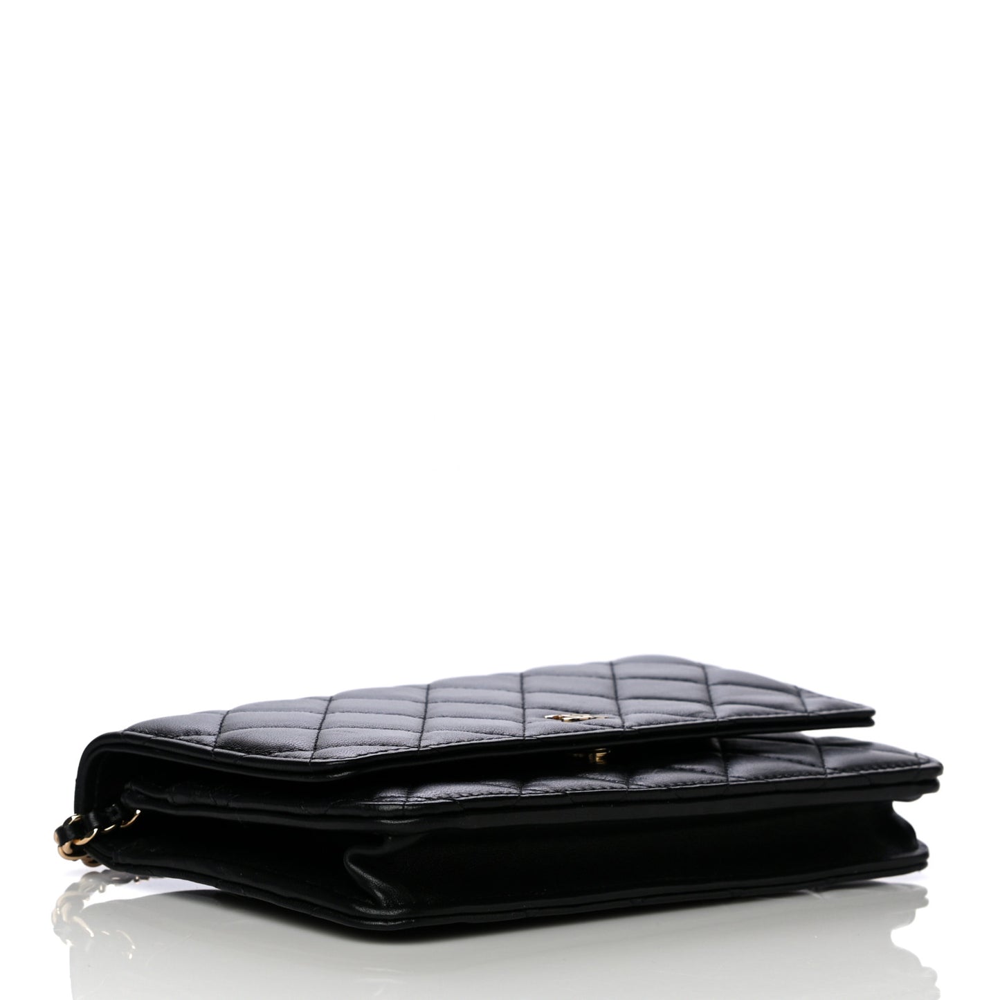 Lambskin Quilted Wallet On Chain WOC Black