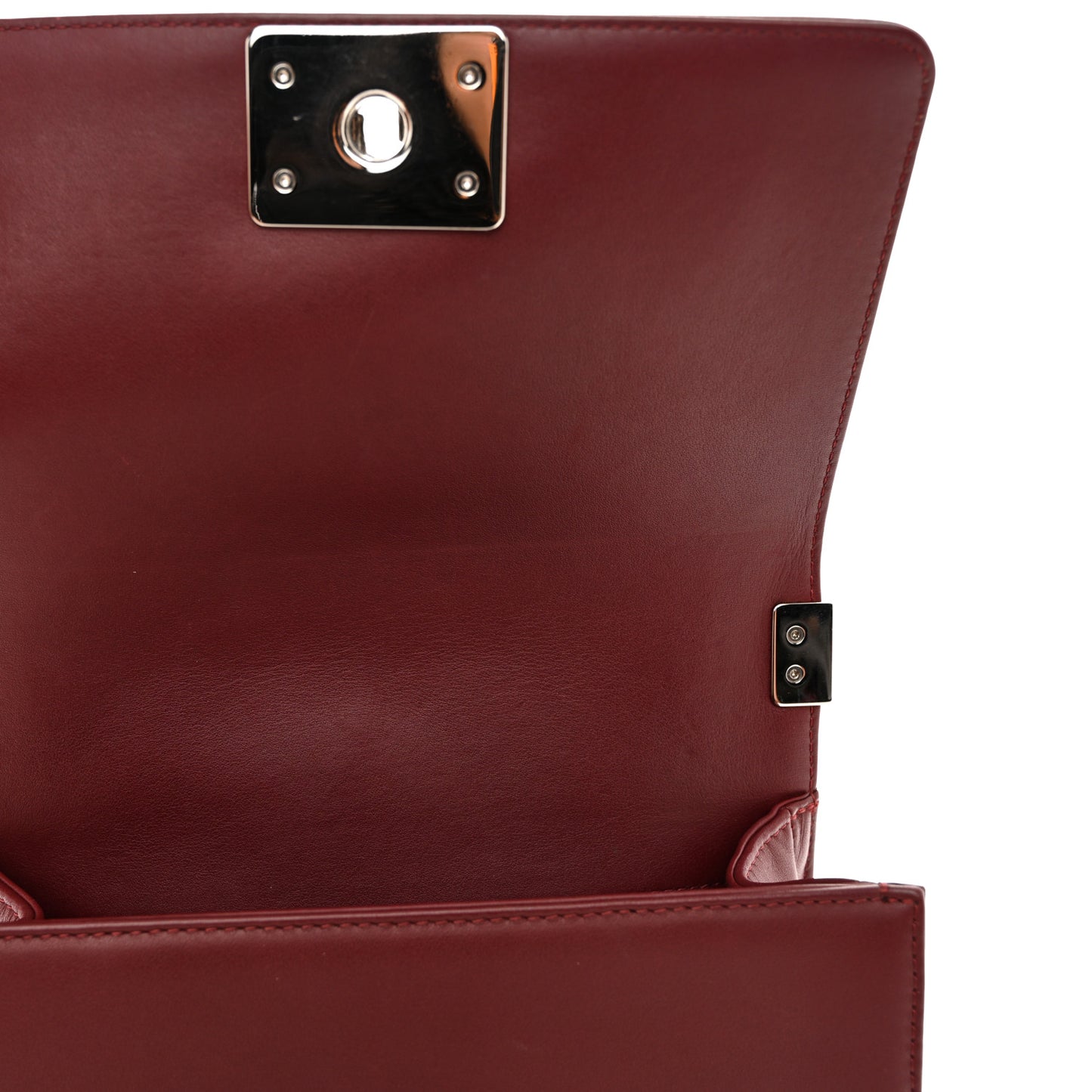 Calfskin Chevron Quilted Small Boy Flap Burgundy